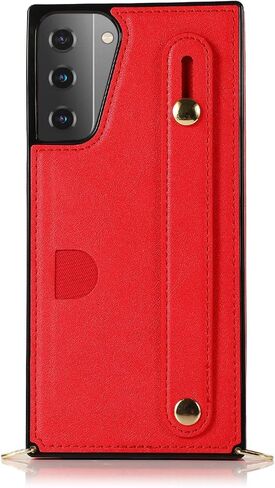 Samsung Galaxy S21 Wallet Case,CCSmall Removable Adjustable Leather Strap Crossbody Card Holders Case Neck Strap Lanyard Purse Shoulder Strap w/Kickstand Purse Case for Samsung Galaxy S21 5G KB Black in Saudi Arabia