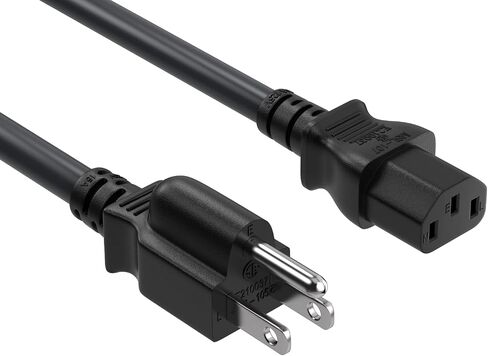 CableLeader 1.5ft 18 AWG سلك طاقة عالمي IEC320 C13 إلى NEMA 5-15P، سلك طاقة تمديد، متوافق مع أجهزة الكمبيوتر والشاشات والطابعات وأجهزة التلفزيون، أسود in Saudi Arabia