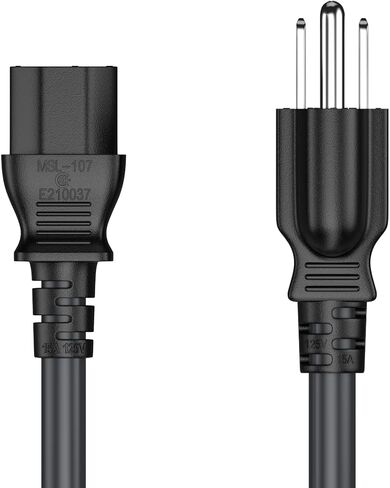 CableLeader 1.5ft 18 AWG سلك طاقة عالمي IEC320 C13 إلى NEMA 5-15P، سلك طاقة تمديد، متوافق مع أجهزة الكمبيوتر والشاشات والطابعات وأجهزة التلفزيون، أسود in Saudi Arabia