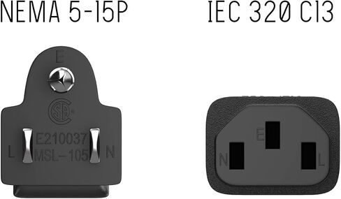 CableLeader 1.5ft 18 AWG سلك طاقة عالمي IEC320 C13 إلى NEMA 5-15P، سلك طاقة تمديد، متوافق مع أجهزة الكمبيوتر والشاشات والطابعات وأجهزة التلفزيون، أسود in Saudi Arabia