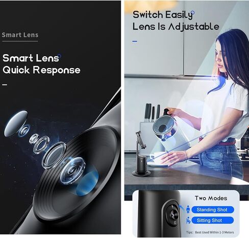 Auto Face Tracking Tripod 360° Rotation - Auto Tracking Phone Holder with Remote, No App, Smart Shooting Phone Holder Moving Tripod for iPhone Content Creator Essentials for Video Live Vlog (Black) in Saudi Arabia