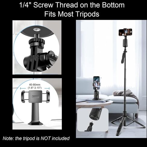 Auto Face Tracking Tripod 360° Rotation - Auto Tracking Phone Holder with Remote, No App, Smart Shooting Phone Holder Moving Tripod for iPhone Content Creator Essentials for Video Live Vlog (Black) in Saudi Arabia