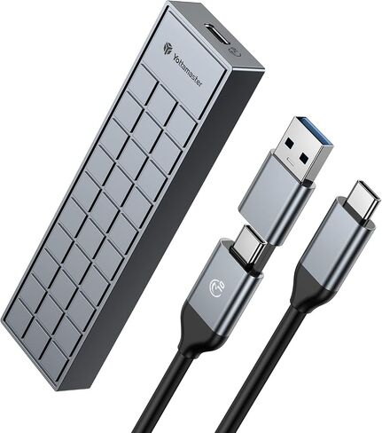 Yottamaster M.2 NVMe SATA Enclosure, USB C 10Gbps NVMe SSD Enclosure for 2230/42/60/80 NVMe/SATA M-Key & B+M Key SSD Up to 4TB, Aluminum M.2 Enclosure Adapter with Heatsink [HP6-Grey] in Saudi Arabia