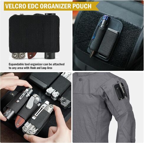 VIPERADE PL6 Tactical Modular Organizer, EDC Elastic Organizer Holder, EDC Insert Pouch Panel Hook Backed Accessories Holder, EDC Organizer Attachment for Backpack, Tactical Vest, EDC Bag in Kuwait