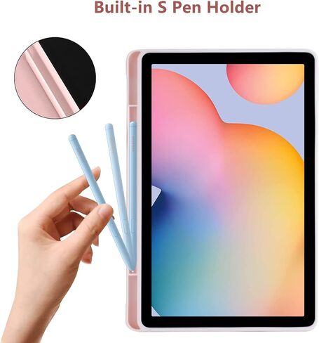 Keyboard Case for Samsung Galaxy Tab S6 Lite 10.4 Inch 2022/2020, Galaxy Tab S6 Lite SM-P610/P613/P615/P619 Tablet Cover Case with Detachable Wireless Keyboard S Pen Holder, Pink in Kuwait