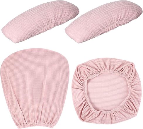 Tallew 4 Pcs Office Chair Covers Set Computer Universal Protective Stretchable Chair Seat Covers Desk Chair Armrest Covers Slipcovers Pads Office Cushion Backrest for Rotating Chairs(Light Purple) in Kuwait