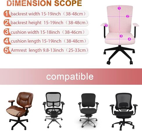 Tallew 4 Pcs Office Chair Covers Set Computer Universal Protective Stretchable Chair Seat Covers Desk Chair Armrest Covers Slipcovers Pads Office Cushion Backrest for Rotating Chairs(Light Purple) in Kuwait