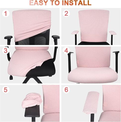 Tallew 4 Pcs Office Chair Covers Set Computer Universal Protective Stretchable Chair Seat Covers Desk Chair Armrest Covers Slipcovers Pads Office Cushion Backrest for Rotating Chairs(Light Purple) in Kuwait