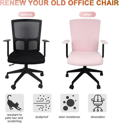 Tallew 4 Pcs Office Chair Covers Set Computer Universal Protective Stretchable Chair Seat Covers Desk Chair Armrest Covers Slipcovers Pads Office Cushion Backrest for Rotating Chairs(Light Purple) in Kuwait