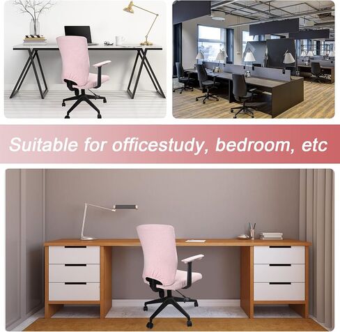 Tallew 4 Pcs Office Chair Covers Set Computer Universal Protective Stretchable Chair Seat Covers Desk Chair Armrest Covers Slipcovers Pads Office Cushion Backrest for Rotating Chairs(Light Purple) in Kuwait