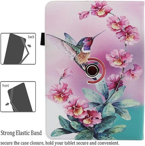 Universal 10 10.1 Inch Android Tablet Case, Dluggs PU Leather 360 Degree Rotating Multi-Angle Viewing Stand Case Cover for 10 10.1 and All 9.5-10.5 Inch Tablet, Bird in Saudi Arabia