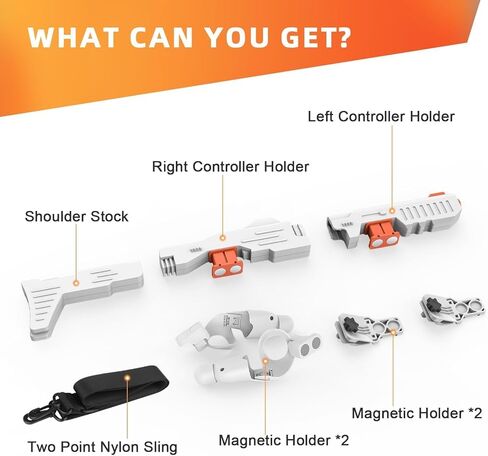 Tyasoleil VR Handle Accessories for Meta Quest 2 & 3, Humanized Weighted Stock for Oculus Quest 3S, Enhance Control Feel, Realistic FPS Gaming Experience, Orange in Kuwait