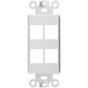 Cmple - 4 Port Decorator Wall Plate Insert, 1-Gang Keystone Wall Plate, Standard Keystone Jack Single Gang Wall Plate - White
