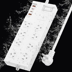 Surge Protector Power Strip Waterproof, Outdoor Extension Cord Multiple Outlets with USB A + C Ports, Waterproof Electrical Box Electrical Outlet Box Extender Power Strip Cord 20FT