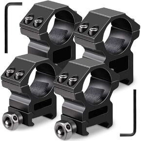 1 Inch Scope Rings Set of 4, 2 Pieces High Profile Scope Mounts and 2 Pieces Medium Profile Scope Rings for Picatinny or Weaver Rail
