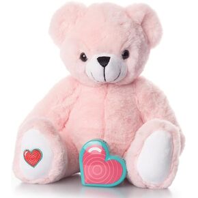 MBHB Digital Voice Recorder Stuffed Animal Bear w/20 Second Recorder, Capture Baby's Heartbeat During Pregnancy + Ultrasound for Baby Showers, Registry, Birthdays, New Mom Gift, Pink