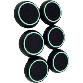 6 PCS Black with Green Controller Thumbstick Caps Replacement Silicone Touch Controller Rocker Cover for PS3 / PS4 / PS5