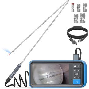 Rifle Borescope-Focus & Fold, Teslong NTG200H 0.2inch Barrel Bore Scope Gun Cleaning Camera with Manual Focus, 26inch Foldable Rigid Rod, 4.5" Screen, LED Light-Fits .22 Caliber & Larger Firearm