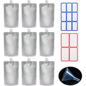 9X 500ml Darkroom Chemical Liquid Storage Bags Film Development Processing Equipment 500ML(14 Stickers with 1 Funnels).