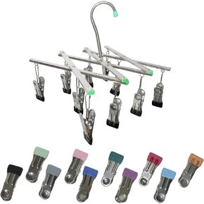 Darkroom 120 135 4x5'' Film Stainless Steel Hangers Collapsible Rack with 10 Clips for Film Air Dry Processing Equipment Foldable.