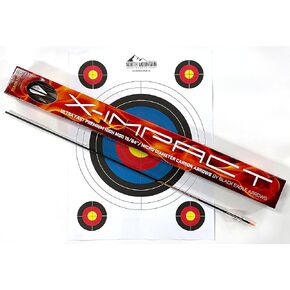 Black Eagle Arrows X-Impact Crested Fletched Arrows with 2 inch Vanes - .001 Straightness, 300 Spine - 6 Pack - with Target