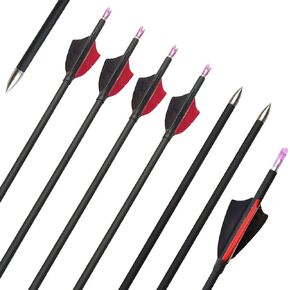 ZSHJGJR 31Inch Archery Carbon Arrows Hunting Arrows Spine 1000 with 2" Turkey Feathers Shooting Tips for Compound Recurve Bow 12 Pieces (Black)