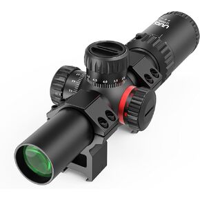 UUQ 1.2-6x24 Rifle Scope,MOA Reticle,Clear Green-Coated Lens,Compact LPVO, R/G Dual-Color with 5 Levels Brightness, Turret Lock Features Ideal for Hunting Scope