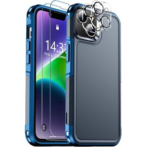 SPIDERCASE for iPhone 14 Case, [15 FT Military Grade Drop Protection][Non-Slip] [2+Tempered Glass Screen Protectors][2+Tempered Camera Lens Protectors] Heavy Duty Shockproof Case, Dark Blue