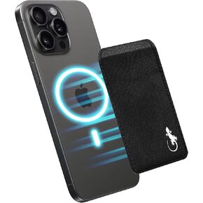 Gecko Travel Tech Magnetic Card Wallet for Cellphones - Spandex Card Holder for Phone - Compatible with Magsafe iPhone (Single Pocket -Blank- Black)