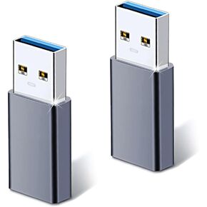 USB to USB C Adapter (2 Pack), 3.0 USB A to USB C Adapter, Type-C Female to USB Male Adapter, Compatible with iPhone 16/15 Pro/Max, MacBook Pro Air, iPad, Samsung Galaxy, Dell, Surface, Pixel