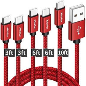 كابل CLEEFUN USB C، كابل USB إلى USB C مضفر، [5 حزم، 3/3/6/6/10 قدم] كابل شحن سريع من النوع C لهاتف iPhone 15 Pro Max/Pro/Plus، لهاتف Samsung Galaxy S24 S23 S22 S21 اس 20 الترا اس 10، موتو، بيكسل