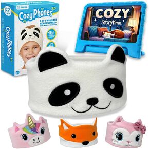 CozyPhones Toddler Headphones Wireless, Kids Bluetooth Earphones, Safe Volume Limiting - Wired School Headphones for Kids with Carry Bag - Toddler Airplane Travel Essentials for Boys & Girls - Fox