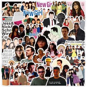 New Girl TV Series Sticker 50pcs Cool Stickers for Computers Laptop Skateboard Stickers for Teens Adults Laptop Skateboard Guitar Luggage Vinyl Decal Stickers Packs (New Girl)