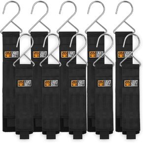 Hanging Extension Cord Holder - Storage Wrap Straps with Metal Hooks 10Pack 15" 22" Heavy Duty Garage Organizer Tool Hangers - Garden Hose Power Electrical Cable Rope RV Shed Camping Organization