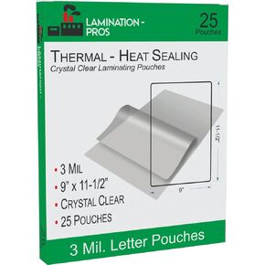 9" x 11.5" Letter Laminating Pouches, 3 Mil Letter Pouches, Protect Your Important Paper, Heat Sealing Laminating Pouches - 9" x 11.5" - 25 Pouches