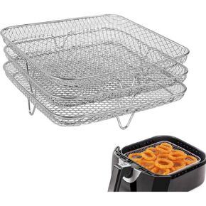 8 inch Air Fryer Accessories， Square Air Fryer Rack, Air Fryer Three Stackable Racks for Gowise Phillips USA Cozyna Ninjia Airfryer,Air Fryer Rack Fit all 4.2QT - 5.8QT air fryer,Oven,Pressure Cooker