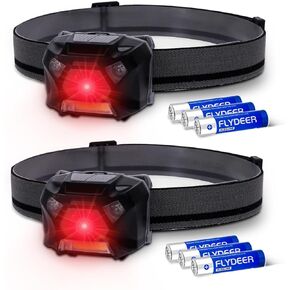 KunHe Pack 2 Red Light LED Headlamps Flashlights Headlight Bright Head Lamp for Adults Night Vision and Outdoor Camping
