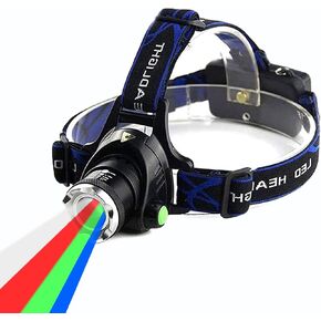Multicolor Headlamp Flashlight 1000 Lumen Waterproof Zoomable Led Headlight with White Red Green Blue Light
