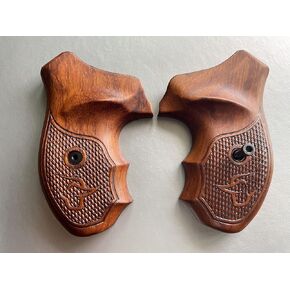 New! Grips Compatible with Taurus Small Frame M85 605 850 851 905 941 .38 Special Combat Style #03 (Thai Handmade), brown
