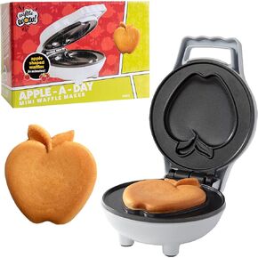 Mini Apple Waffle Maker- Make Breakfast Special for Kids, Adults w Individual 4 Inch Waffler Iron, Electric Non Stick Breakfast Kitchen Appliance, For College Dorms or Fun Xmas Gift Stocking Stuffer
