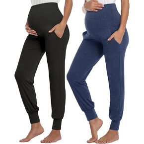 AMPOSH Women's Maternity Pants Stretchy Lounge Workout Pants Casual Loose Comfy Pregnancy Joggers with Pockets