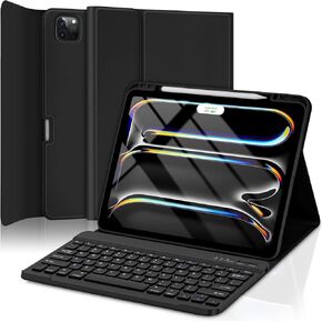 TQQ for iPad Pro 13-inch (M4) 2024 Case with Keyboard, Keyboard Case for iPad Pro 13-inch (M4), Detachable - Pencil Holder - Flip Stand Cover - Case for iPad Pro 13-inch (M4) (Black)