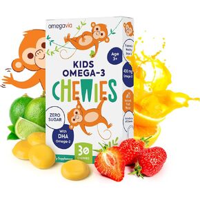 Omega 3 Gummies - Ultra-High DHA Chewable Gel Gummy - Omega 3 for Kids Supports Supports Brain & Eye Health - Sugar-Free Natural Fruit Flavor - Kids Omega 3 Fish Oil Gummies (1 Pack)