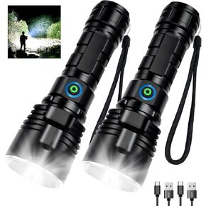 Rechargeable Flashlights 990,000 High Lumens - 2 Pack, 12 Hours Powerful LED Flash Light with Multiple Light Modes, Super Bright & IPX5 Waterproof Torch for Camping, Home, Emergencies