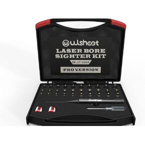 Professional Laser Bore Sight Kit Multiple Caliber, Upgraded Red Bore Sighter with 30 Adapters Button Switch Perfectly Choice for.17 to 12GA Rifles Pistols, Provides Powerful Support for Hunting