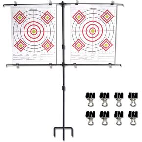 Highwild Adjustable Paper Target Stand, Frame with 8 Clips | Clear Bullseye Targets Sheet for Shooting Practice