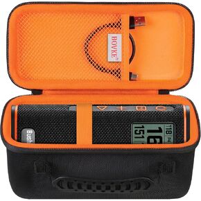 BOVKE Carrying Case for Bushnell Wingman View Golf GPS Speaker, Extra Mesh Pocket for Charging Cords and Accessories, Black/Orange