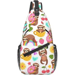 Cute Sloth Sling Backpack Chest Bag Crossbody Shoulder Bag Gym Cycling Travel Hiking Daypack For Men Women