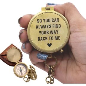 RII Solid Brass Compass Personalised Gifts for Men with Engraved Message, Graduation Day Gifts for Men, Birthday Gifts for Men/Boys, Father to Son Gifts, Romantic Gifts