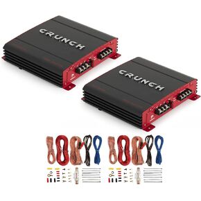 Crunch PX-1000.2 2 Channel 1000W Car Stereo Amplifier + Amp Wiring Kit (2 Pack)